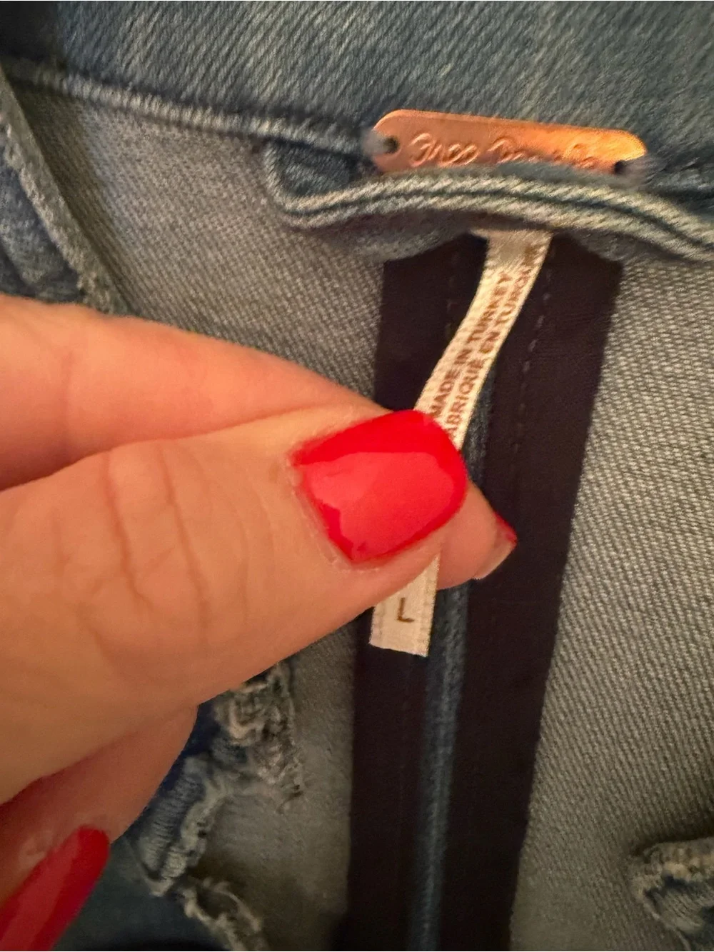 Vintage Free People Light Blue Military-Style Denim Jacket with Gold Buttons - Picture 5 of 10